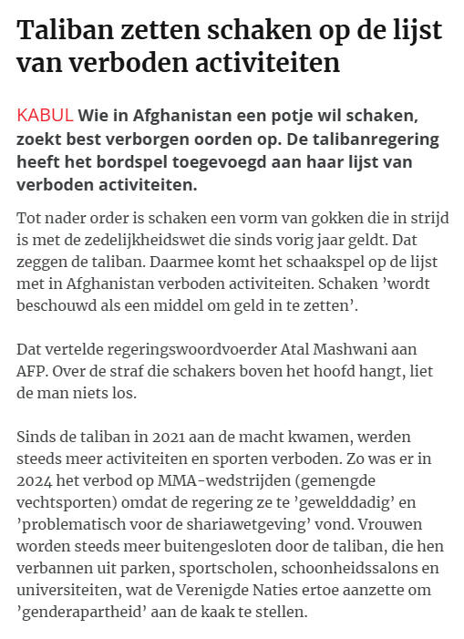 Schaken in Afghanistan